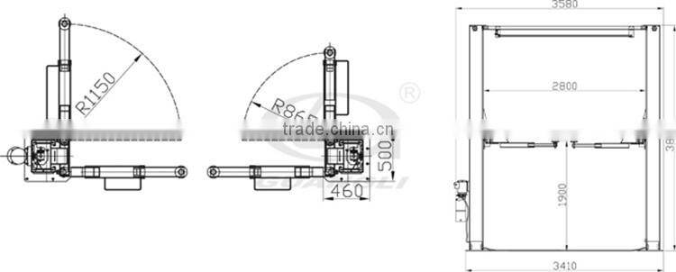 China manufacturer best selling in ground car lift with 380v pump
