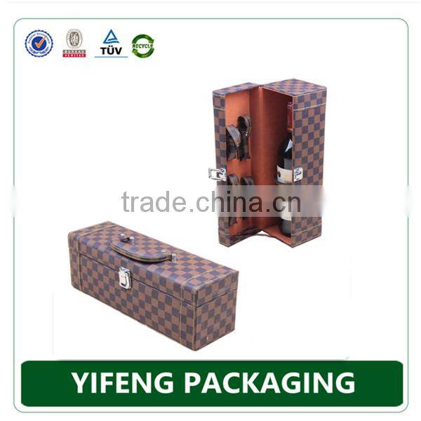 luxury black paper cardboard wine bottle gift box with handle