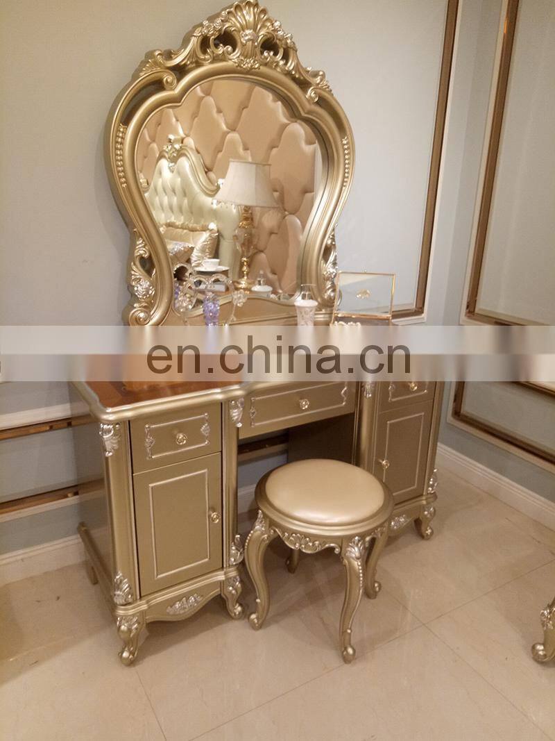 High quality european antique wooden round dinning table set 6 chairs