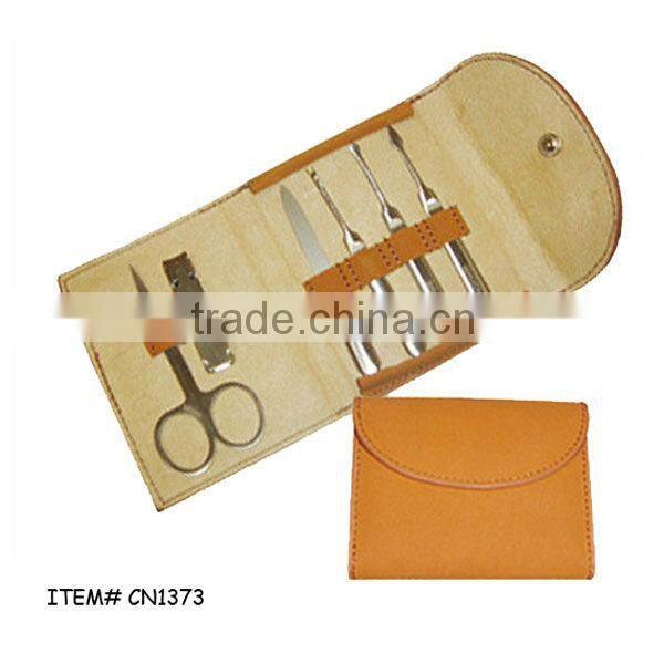 Stainless steel nail tools black pouch home manicure set