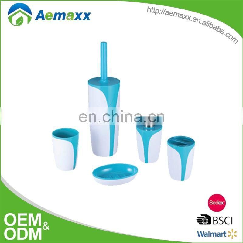 Double color white and red complete plastic bathroom accessories decoration for bathroom 5 pcs set