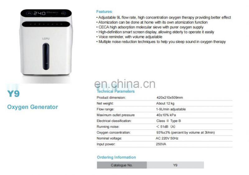 Medical Hospital Home Use High Pressure Dual flow Oxygen Concentrator with Voice Function