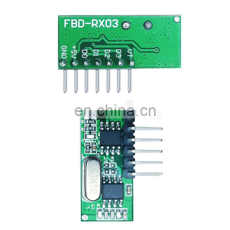 433MHZ learning code 4 key remote control + RF receiving module decode output high level signal