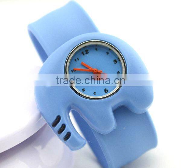 cute elephant slap watch with glass face quartz movt silicone strap for child
