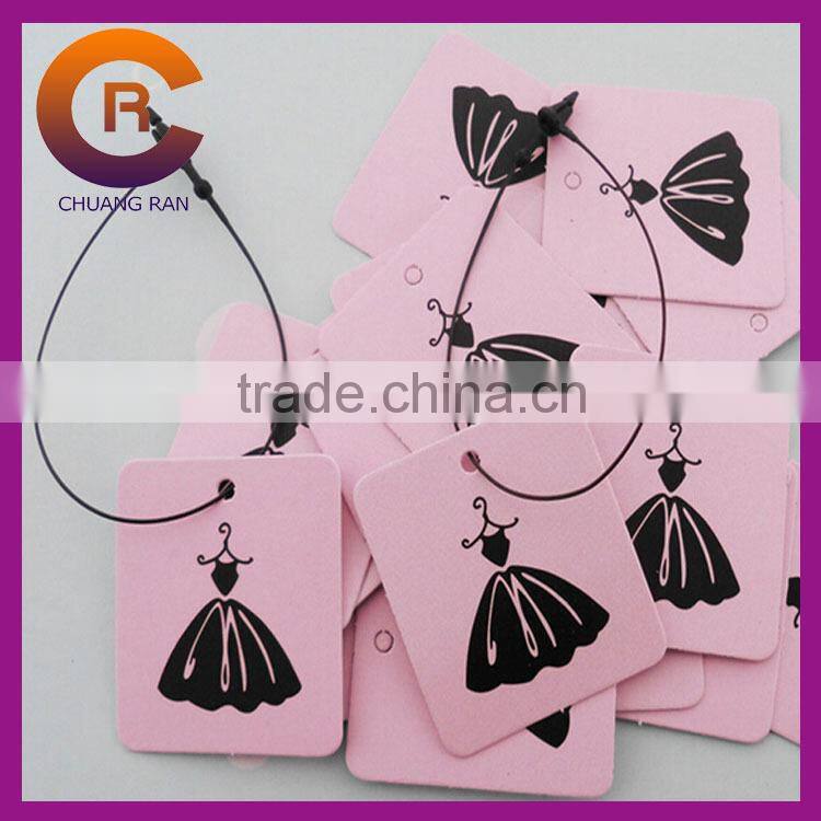 Pink with strings custom made hang tag string