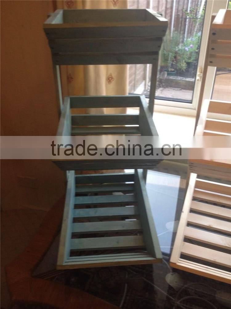 SEARUN Hot Sale Wooden Fruit and Vegetable Display Stand/Shelf/Rack