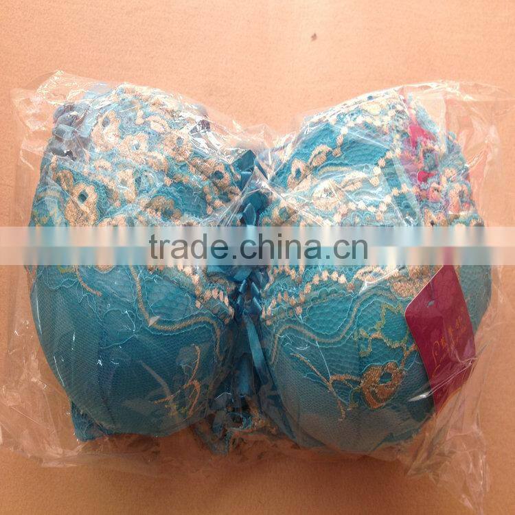 1.05USD High Quality Large Size Transparent Embroidered Sexy Girl Panty Bra,4Colors/ 36-40 B Cup(kctz014)