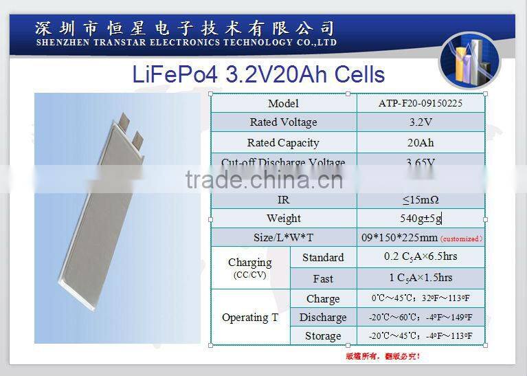 Wholesale 3.2v 20Ah Lifepo4 Battery Cell / 20000mAh Lipo battery