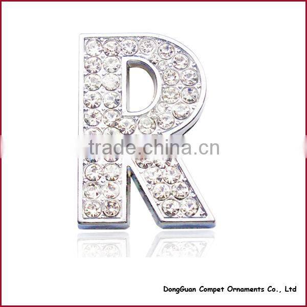 Diy pet Collar Accessories Alloy Alphabets 30mm Full Rhinestone Slide Letters