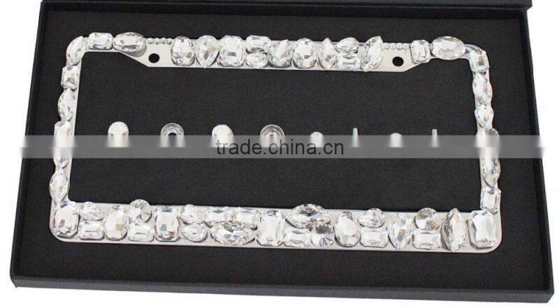 Luxury diamond rhinestone license plate frames custom clear crystal license plate frame