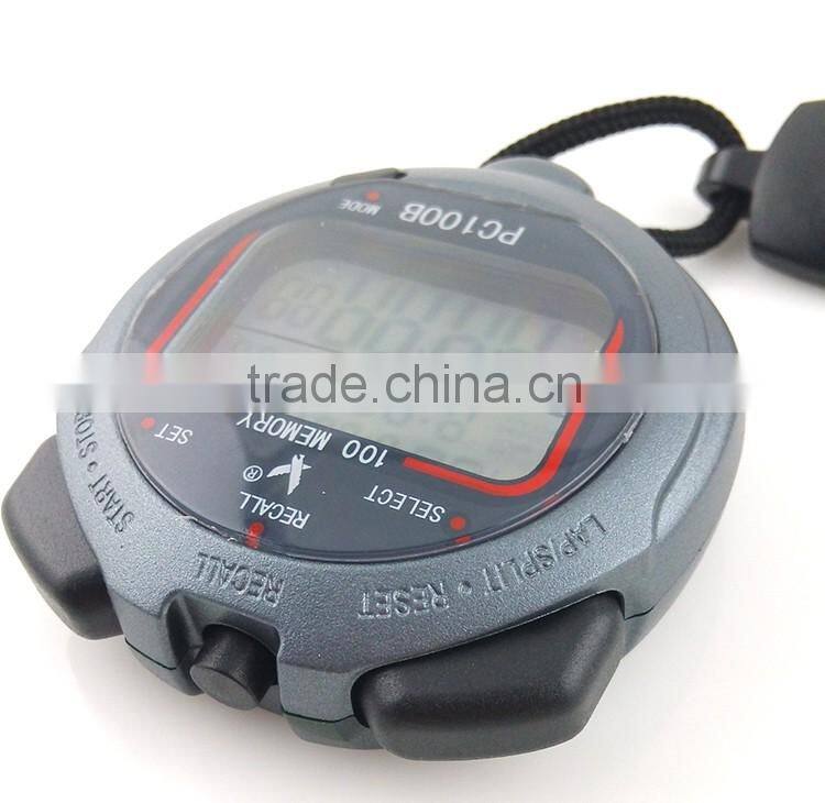 Hot selling cheap 3 rows large display 1/100 sec waterproof digital sports stopwatch