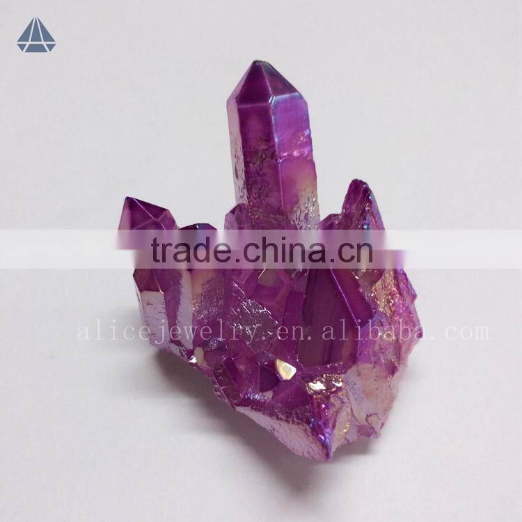 Wholesale Pink/purple/green/blue/champagne/yellow/ruby Aura Quartz Healing Stones and Crystals