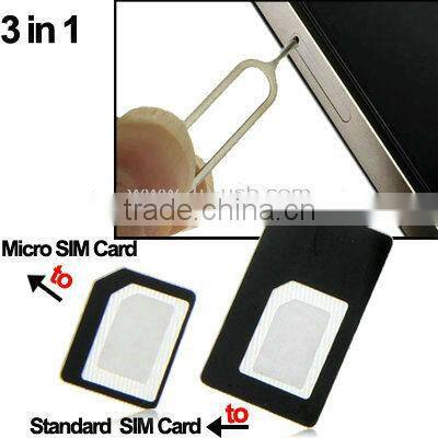 Black Nano SIM Card adapter+Sim Card Tray Holder Eject Pin Key Tool for iPhone 5