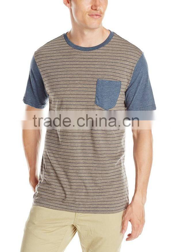 Factory best price various color selection men striped mercerized cotton t-shirt