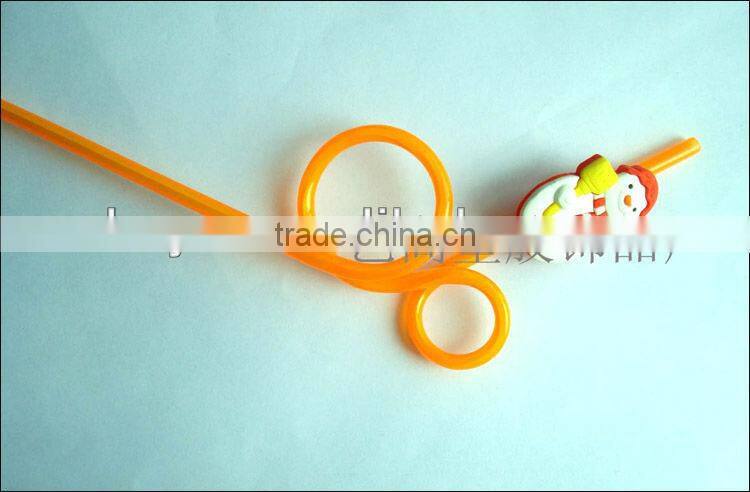 Promotional and flexible food grade PET drinking straws with PVC cartoon