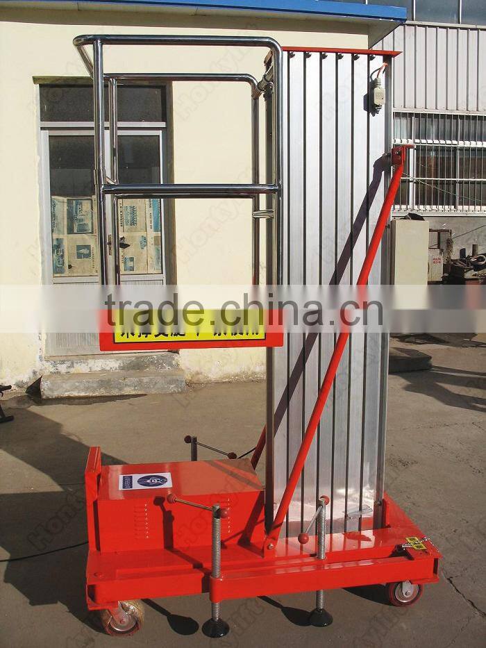 single mast aluminum electric vertical work lift platform