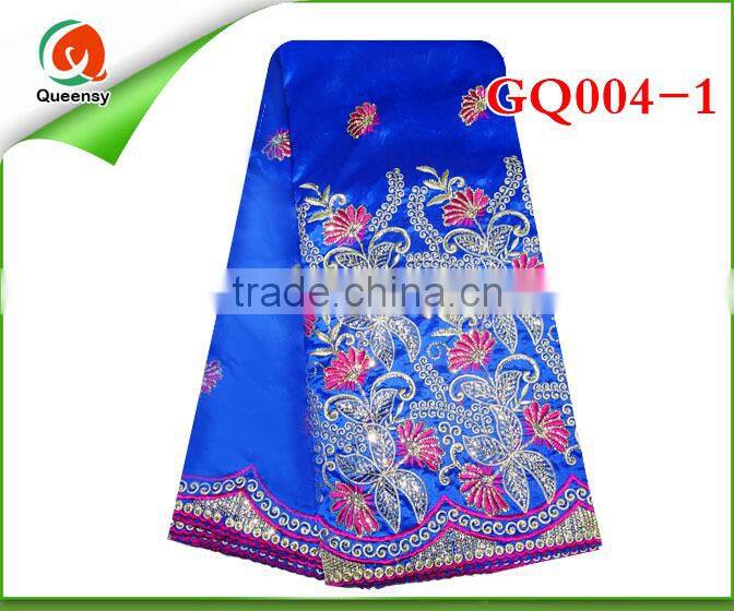 Hot sale african george fabric, new african raw silk george lace embroidery fabric for nigeria wedding dress GQ002-1