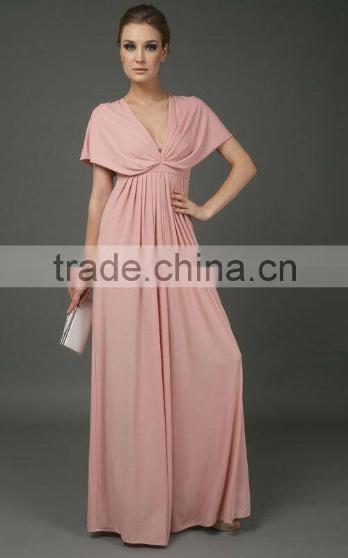 cap sleeve chiffon wedding dress pink red deep v evening dress smocked dresses for adult
