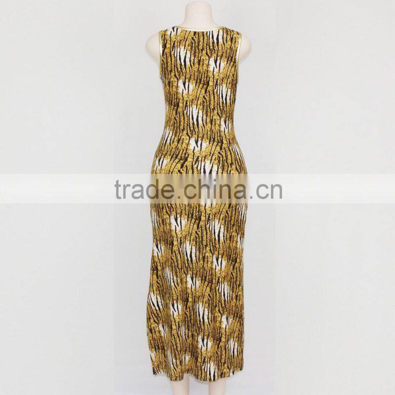 New design comfortable o neck printed sleeveless casual ladies beach long dress