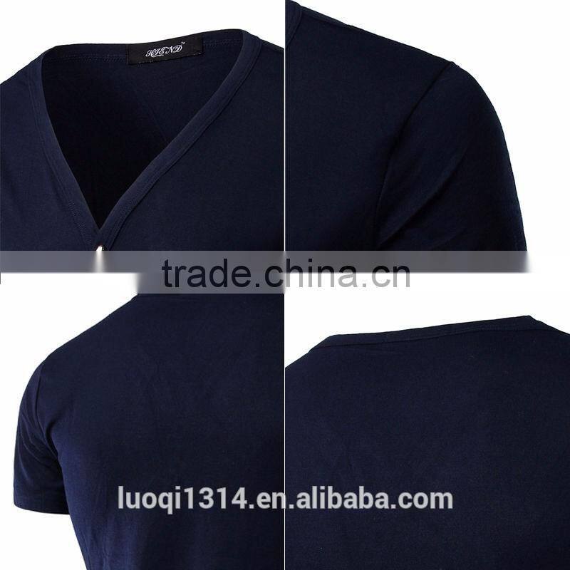 2016 New Fashion Men Slim Fit Cotton V-Neck Short Sleeve Casual T-Shirt Tops