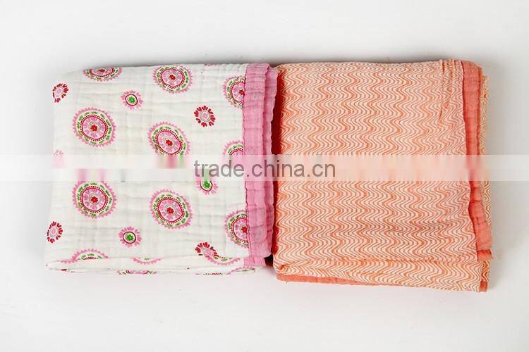 Swaddle blanket 100%cotton baby muslin wraps-Weave 4-ply-washed