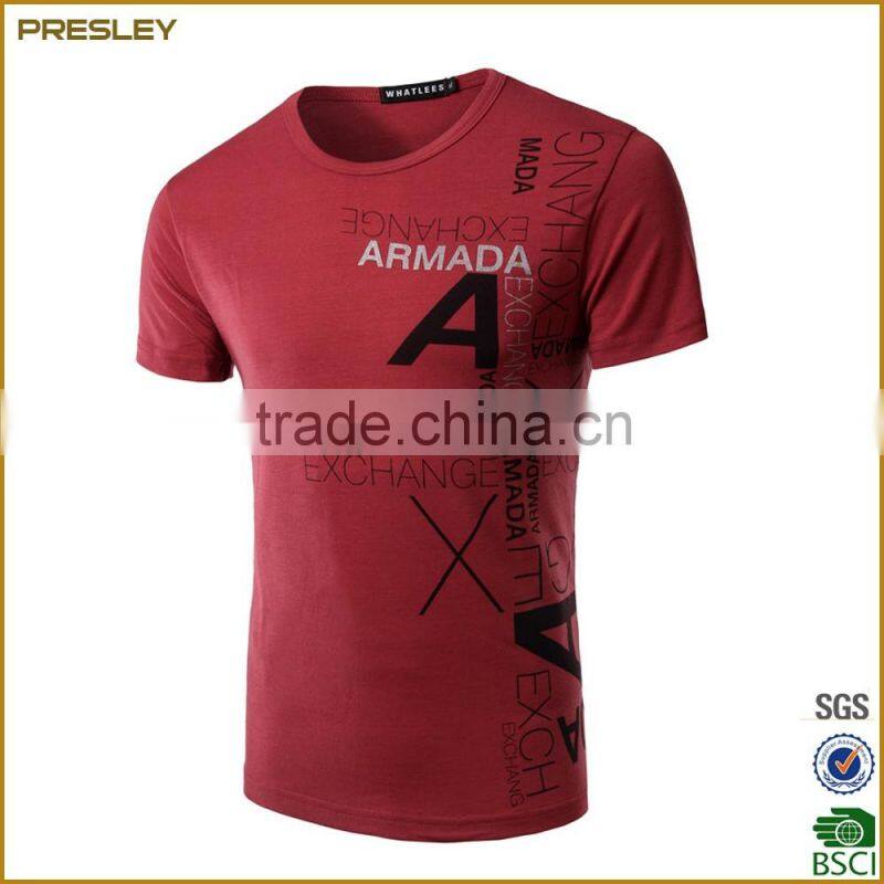 2016 Hot sell Men's Presrhinked 180gsm Single Jersey Cotton 100% T-Shirts With Silkscree Printing For Promotion