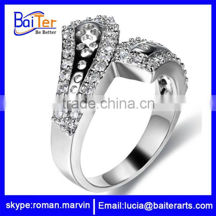 Custom wholesale women's 18K gold plated night club empire cool CZ copper rings for girls