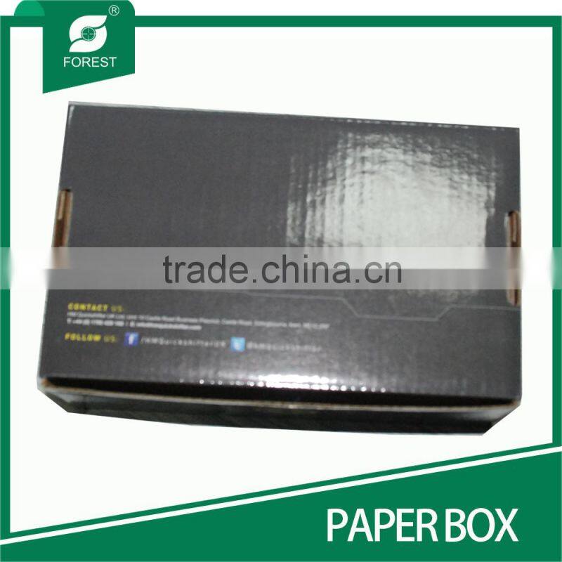 CUSTOMIZED BLACK GLOSSY VARNIAHED CORRUGATED PAPER BOX FOR ELECTRONIC