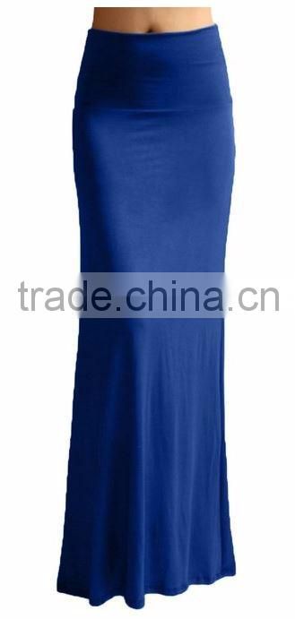 Women solid color rayon long maxi skirt for women