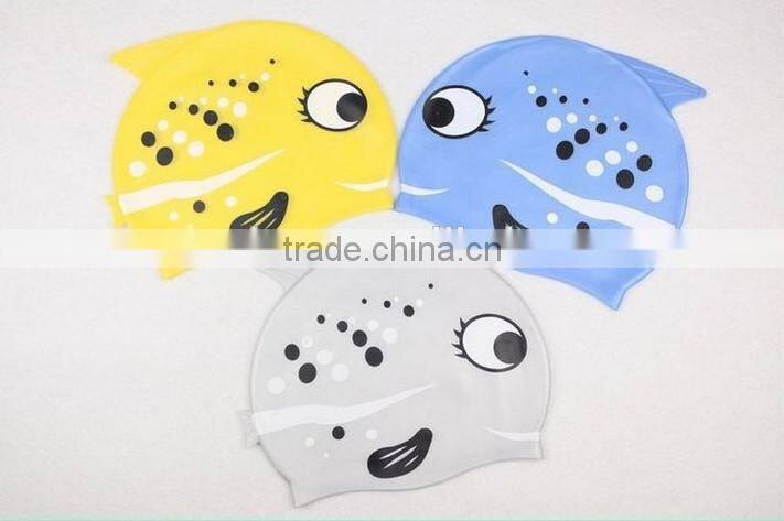 China supplier Fish Shark shape funny swimming cap silicone