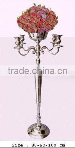 Hot sale wedding table silver plated candelabra , 5 arm silver candelabra