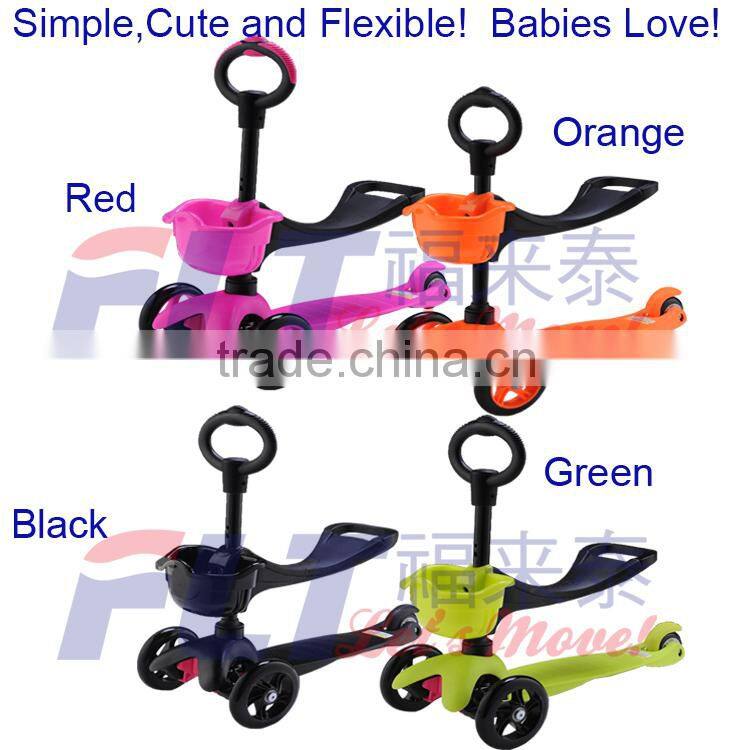 3 in 1 kids push scooter, mini micro scooter with O-bar