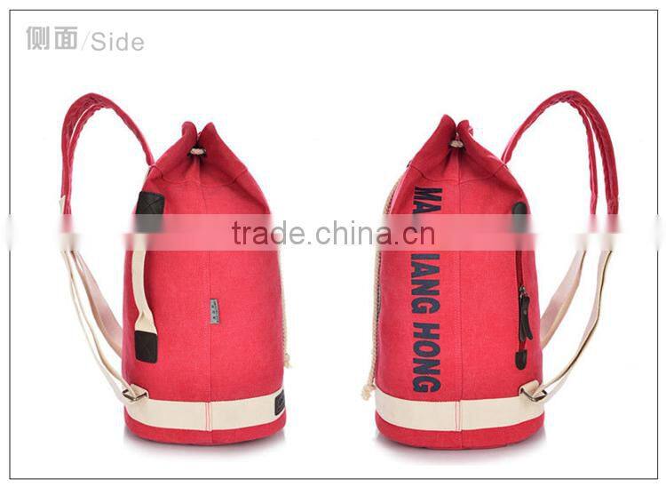 2014 multiple color red round canvas economy drawstring rucksack, cheap drawstring rucksack backpack in Guangzhou