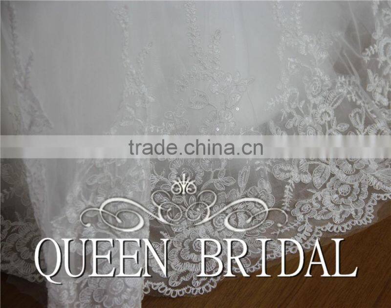 Real Works Appliques Muslim Bridal Wedding Dress Long Sleeve Ball Gown
