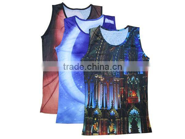 wholesale 100% polyester full printed mens gym singlets workout tank tops , custom made mens gym clothing , mens gym wear
