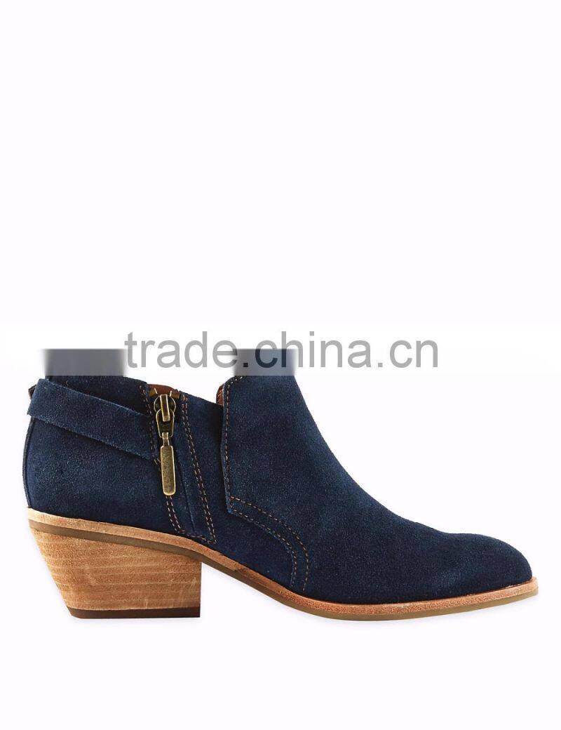 OLZAB 03 New Model fashion Cow Suede with buckle strap thick chunky heel pointed toe women ankle boots