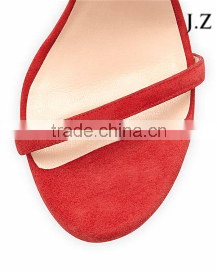 OS09 sexy stiletto plate high heel rubber outsole fish toe suede strap ankle sandals for women