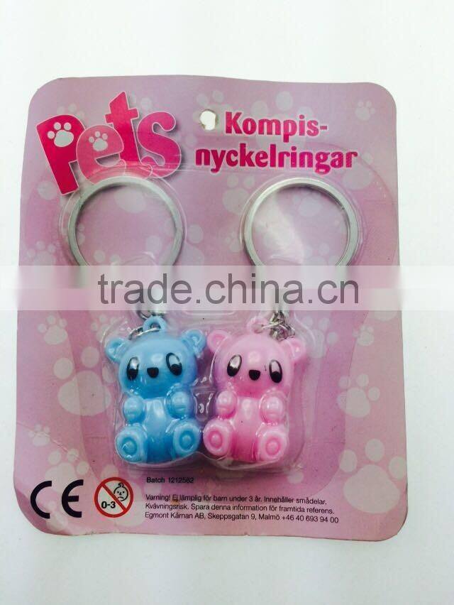 Hot Sale 3D Promotional Gifts Blister Packing Plastic Animal Key Chain