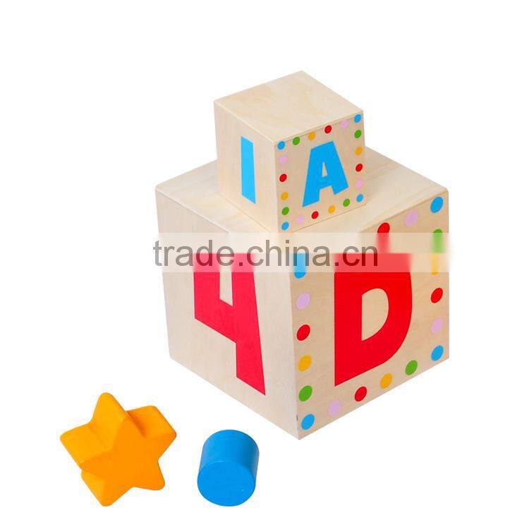 Educational geometric shape construction outdoor wooden building blocks toy