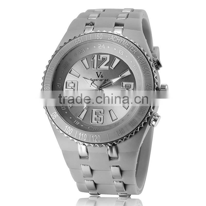 WJ-5414 big face silicone trendy attractive top brand V6 night luminous men and women watch