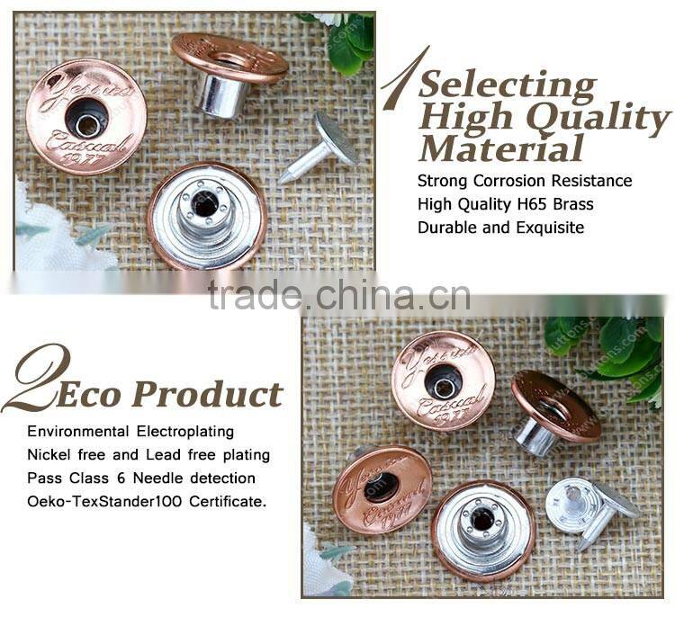 New fashion custom made metal buttonscustom logo leather snaps