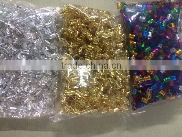 Dread Lock Dreadlocks Braiding Beads Golden Metal Cuffs Hair Accessories Decoration Filigree Tube 8mm 10pcs Pack
