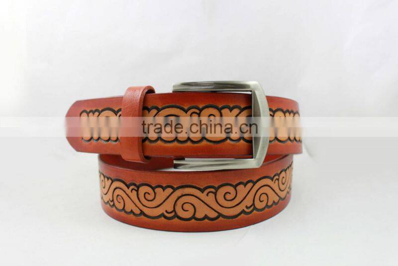 New Arrival Unisex Geniune Leather Belt With Fashion Designed Plague Buckle Waist Belt