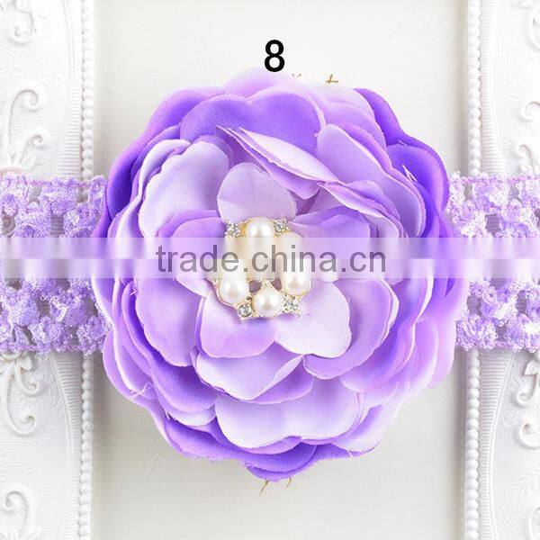 handmade knit crochet flower headband, hand wide crochet headbands