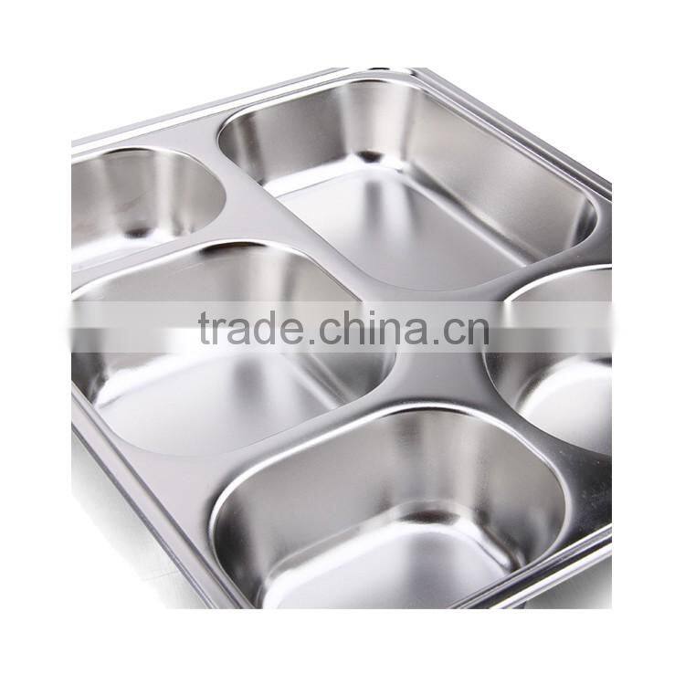 5 grids stainless steel snack plate & fast food tray