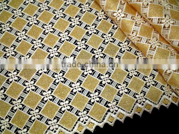2015 Golden Guipure lace fabric dress making lace fabric bulk lace fabric