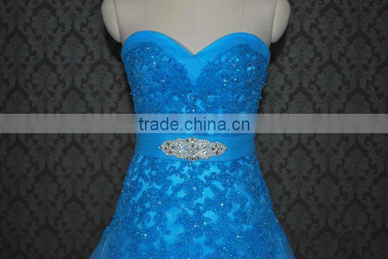 (MY0088) MARRY YOU China Factory Custom Made Ice Blue Lace Country Western Wedding Dress 2016