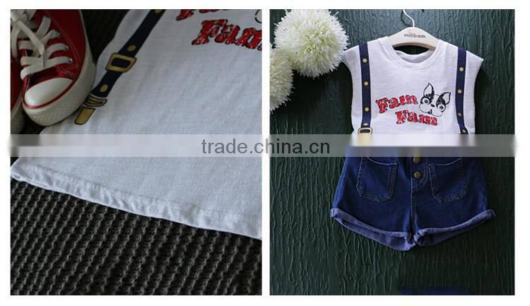 2016 China Fancy Cartoon Pattern Fashion False Straps Breathable Children Sleeveless T-shirt