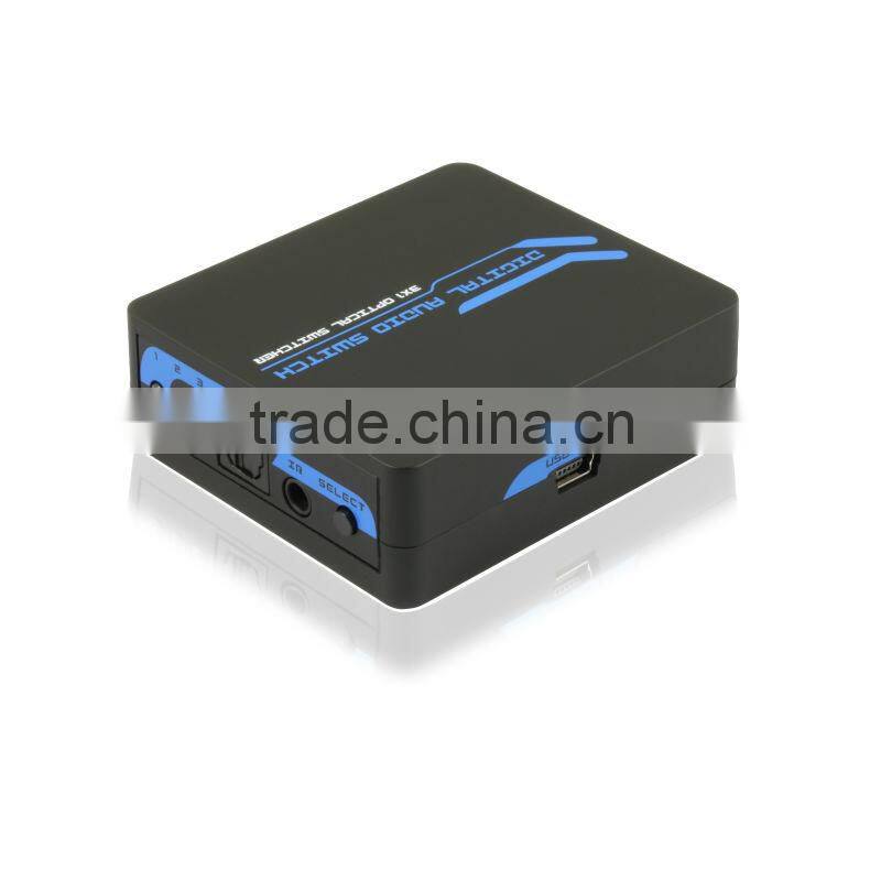 3 Ports Optical Audio Switcher With IR Remote Mini Toslink Switcher