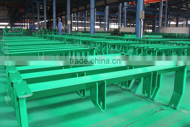 Belt conveyor trough idler roller frame